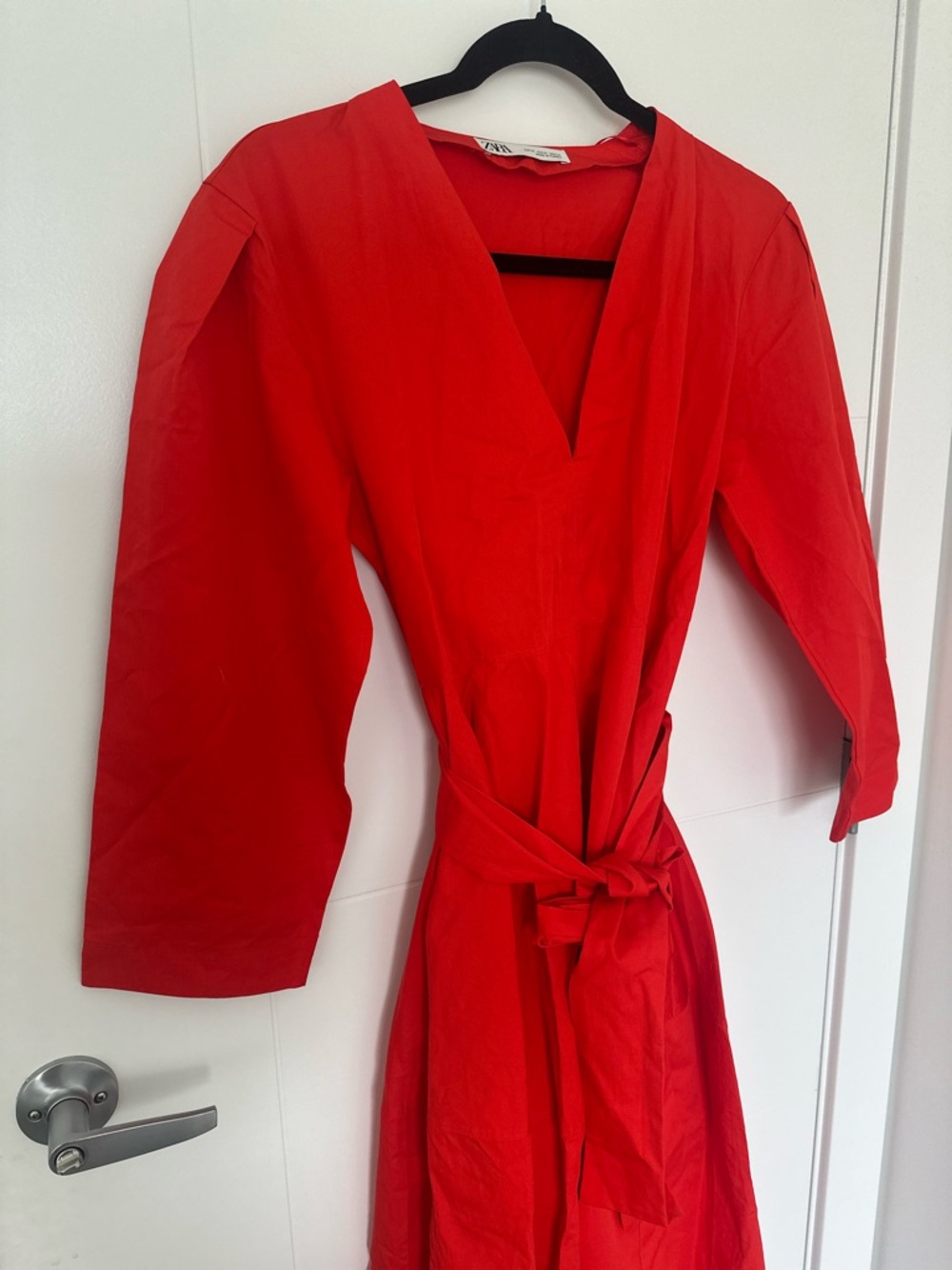 Zara Red Poplin Cotton Dress - Picture 3 of 7